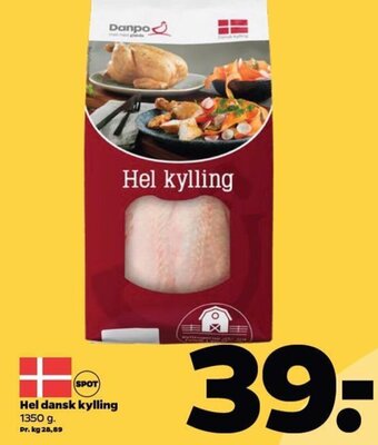 Netto Hel dansk kylling 1350 g. tilbud