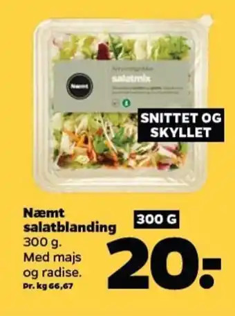 Netto Næmt salatblanding 300 g. Med majs og radise. tilbud