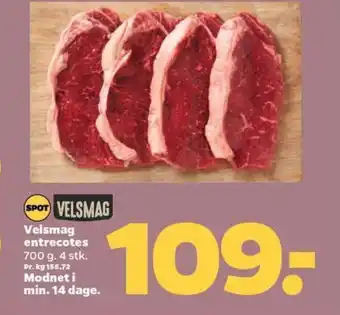 Netto Velsmag entrecotes 700 g. tilbud