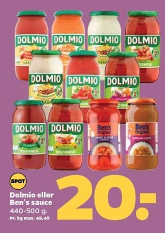 Netto Dolmio eller Ben's sauce 440-500 g. tilbud