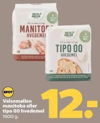 Netto Valsemollen manitoba eller tipo 00 hvedemel 1000 g. tilbud