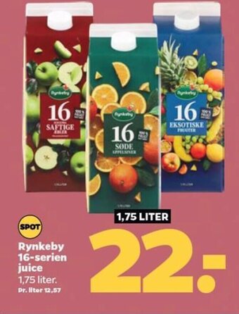 Netto Rynkeby 16-serien juice 1,75 liter. tilbud