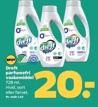 Netto Dreft parfumefri vaskemiddel 728 ml. tilbud