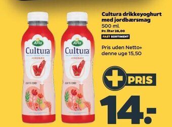 Netto Cultura drikkeyoghurt med jordbærsmag tilbud