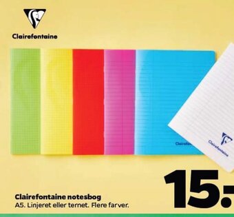 Netto Clairefontaine notesbog A5. Linjeret eller ternet. Flere farver. tilbud
