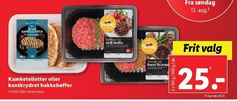 Lidl Kamkotelletter eller kantkrydret hakkebøffer tilbud