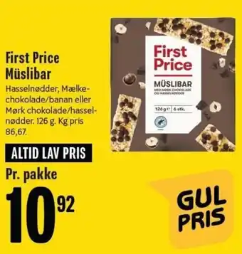 Min Købmand First Price Müslibar 126g tilbud