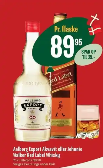 Min Købmand Aalborg Export Akvavit Eller Johnnie Walker Red Label Whisky tilbud