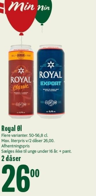 Min Købmand Royal Øl tilbud