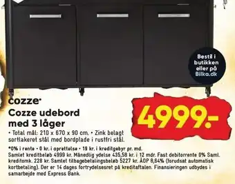 Bilka Cozze udebord med 3 låger tilbud