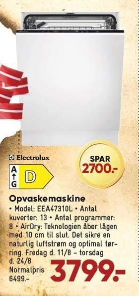 Bilka Electrolux opvaskemaskine tilbud
