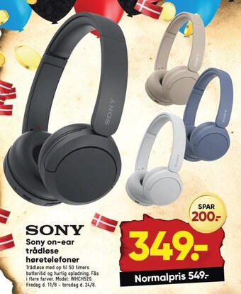 Bilka Sony on-ear trådløse høretelefoner tilbud