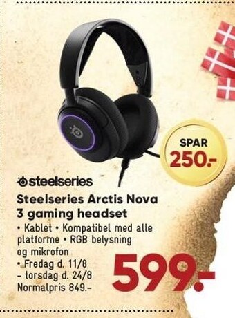 Bilka Steelseries arctis nova 3 gaming headset tilbud