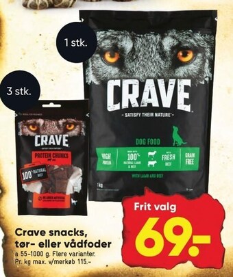 Bilka Crave snacks, tør- eller vådfoder tilbud