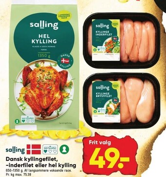 Bilka Dansk kyllingefilet, -inderfilet eller hel kylling tilbud