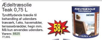 Harald Nyborg Ædeltræsolie teak 0,75 l tilbud