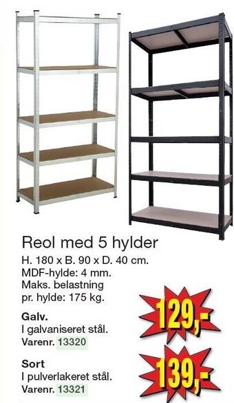 Harald Nyborg Reol med 5 hylder galv eller sort tilbud