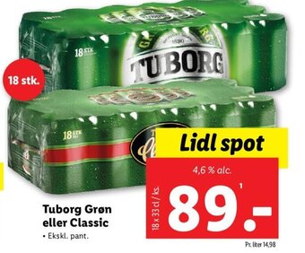 Lidl Tuborg Grøn eller Classic tilbud