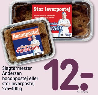 REMA 1000 Slagtermester Andersen baconpostej eller stor leverpostej 275-400 g tilbud
