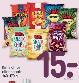 REMA 1000 Kims chips eller snacks 140-170 g tilbud