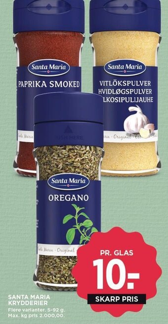MENY SANTA MARIA KRYDDERIER tilbud