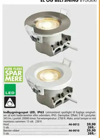 Indbygningsspot LED, IP65