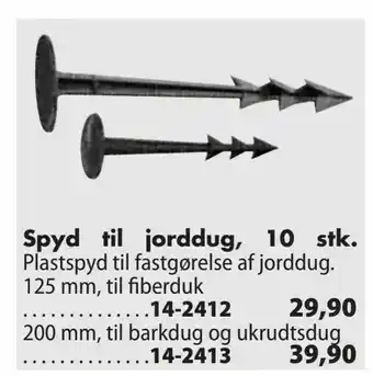 Spyd til jorddug, 10 stk