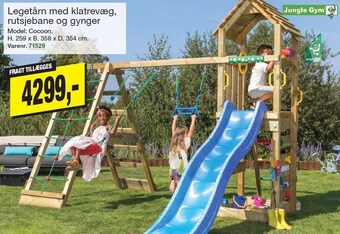 Harald Nyborg Legetårn med klatrevæg, rutsjebane og gynger tilbud