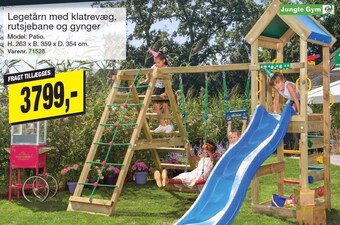 Harald Nyborg Legetårn med klatrevæg, rutsjebane og gynger tilbud