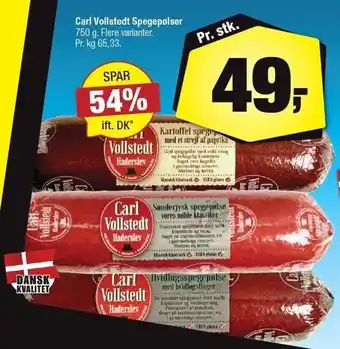 Calle Carls vollstedt spegepølser tilbud