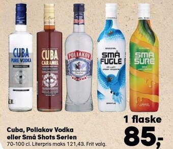 Kvickly Cuba, poliakov vodka eller små shots serien tilbud