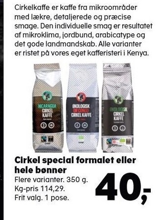 Cirkel special formalet eller hele bønner