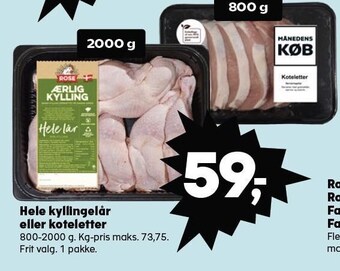 Kvickly Hele kyllingelår eller koteletter tilbud