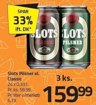 Fleggaard Slots pilsner el. classic - 3 ks. tilbud