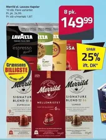Fleggaard Merrild el. lavazza kapsler - 8 pk. tilbud