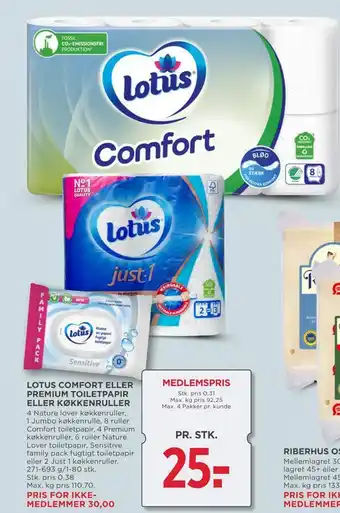 MENY Lotus comfort eller premium toiletpapir eller køkkenruller tilbud