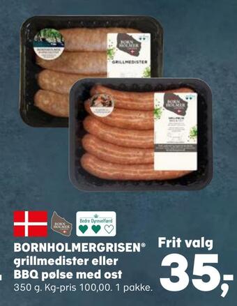SuperBrugsen Bornholmergrisen® grillmedister eller bbq pølse med ost tilbud