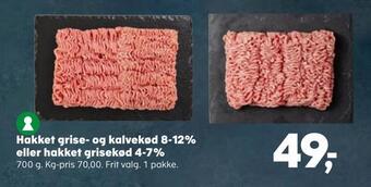SuperBrugsen Hakket grise- og kalvekød 8-12% eller hakket grisekød 4-7% tilbud