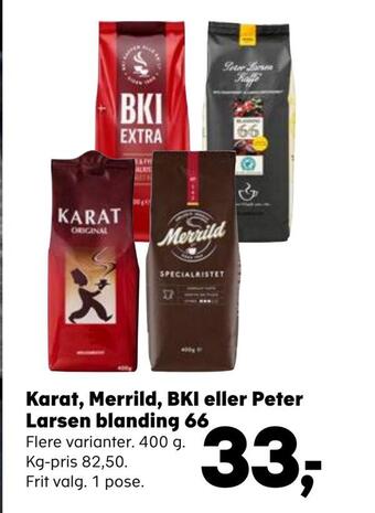 SuperBrugsen Karat, merrild, bki eller peter larsen blanding 66 tilbud