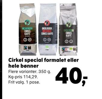 SuperBrugsen Cirkel special formalet eller hele bønner tilbud