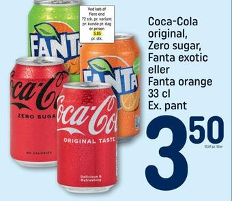 REMA 1000 Coca-cola original, zero sugar, fanta exotic eller fanta orange tilbud