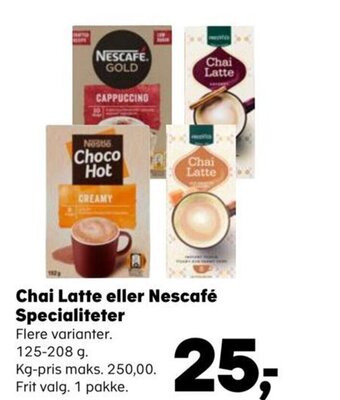 SuperBrugsen Chai Latte eller Nescafé Specialiteter tilbud