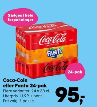 SuperBrugsen Coca-Cola eller Fanta 24-pak tilbud