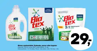 SuperBrugsen Biotex vaskemiddel, flydende, pulver eller kapsler tilbud
