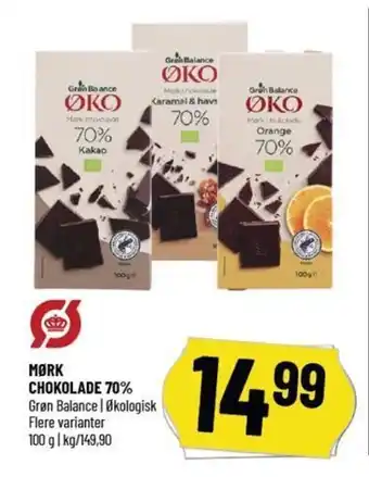 Løvbjerg MØRK CHOKOLADE 70% Grøn Balance | Økologisk tilbud
