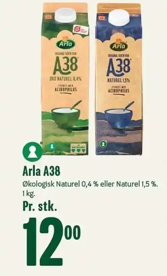 Min Købmand Arla a38 økologisk naturel 0,4% eller naturel 1,5% tilbud
