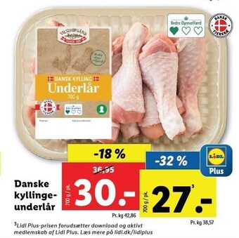 Lidl Danske kyllingeunderlår tilbud