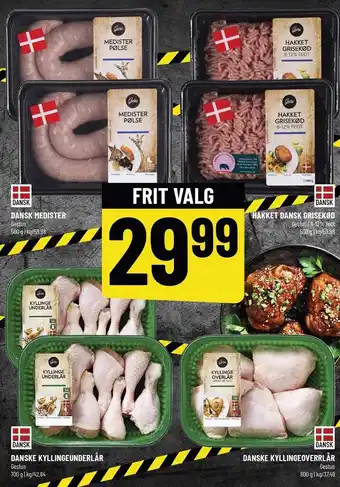 Løvbjerg Dansk medister, hakket dansk grisekød, danske kyllingeunderlår eller danske kyllingeoverlår tilbud