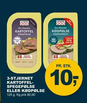 3-stjernet kartoffelspegepølse eller kødpølse