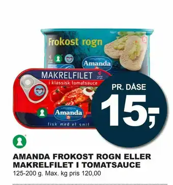 Let-Køb Amanda frokost rogn eller makrelfilet i tomatsauce tilbud